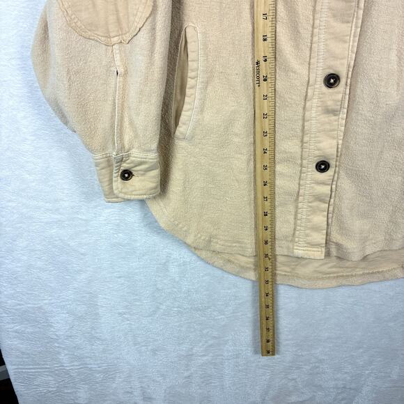 Free People Ruby Jacket Shacket Cream Womens M Oversized Patches Distressed Boho - Picture 5 of 9